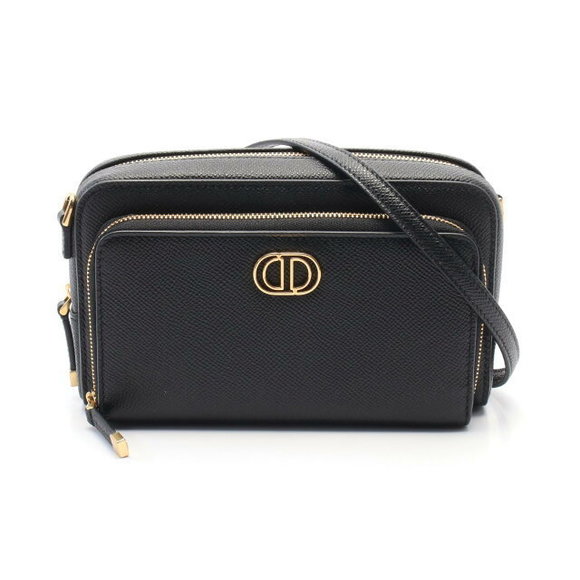 Dior Caro Double Shoulder Bag Leather Black - Picture 1 of 4